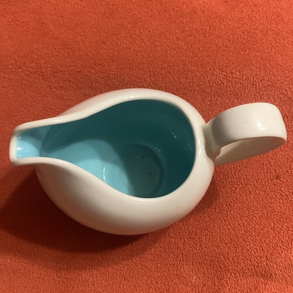 White & Robin Egg Blue Ceramic  Creamer - Picture 2 of 5